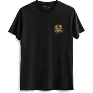 Alfa Tshirt Kaplan Baskılı  Siyah Tshirt