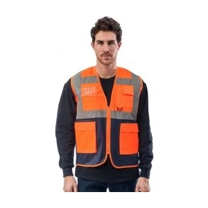 Mühendis Ikaz Yeleği Kontrast Cep Turuncu Lacivert