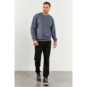 Petrol - Siyah Casual O Yaka Lastik Paça Pamuklu Erkek Oversize Eşofman Takımı - 85120
