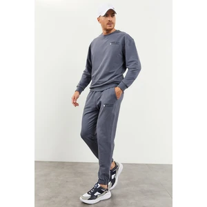 Petrol Casual O Yaka Lastik Paça Pamuklu Erkek Oversize Eşofman Takımı - 85120