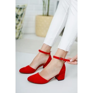 Kadın Kırmızı Cilt Topuklu Yeni Klasik
