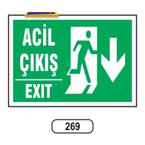 Acil Çıkış Exıt (Aşağı) Uyarı Ikaz Levhası