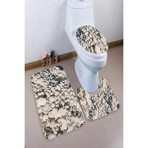 İnka Halı Antibakteriyel Yıkanabilir Kaymaz Dot Taban 3'lü Klozet Takımı (60CM x 100CM - 55CM x 60CM - 47CM x 50CM) İNKZ6001