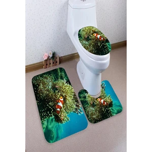 İnka Halı Antibakteriyel Yıkanabilir Kaymaz Dot Taban 3'lü Klozet Takımı (60CM x 100CM - 55CM x 60CM - 47CM x 50CM) İNKZ6011