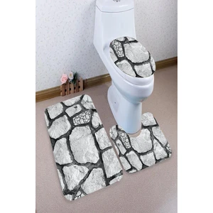 İnka Halı Antibakteriyel Yıkanabilir Kaymaz Dot Taban 3'lü Klozet Takımı (60CM x 100CM - 55CM x 60CM - 47CM x 50CM) İNKZ6015