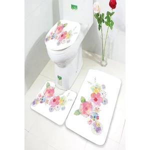 İnka Halı Antibakteriyel Yıkanabilir Kaymaz Dot Taban 3'lü Klozet Takımı (60CM x 100CM - 55CM x 60CM - 47CM x 50CM) İNKZ6034