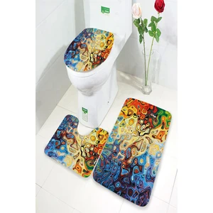 İnka Halı Antibakteriyel Yıkanabilir Kaymaz Dot Taban 3'lü Klozet Takımı (60CM x 100CM - 55CM x 60CM - 47CM x 50CM) İNKZ6035