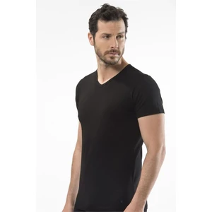 1402 V Yaka Erkek T-Shirt - Siyah