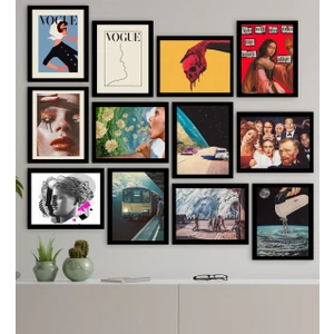 Bk Gift 12 Parça Çerçeve Görünümlü Ahşap Tablo Seti (65X80CM)-15