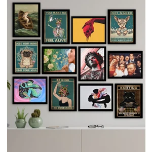 Bk Gift 12 Parça Çerçeve Görünümlü Ahşap Tablo Seti (65X80CM)-16