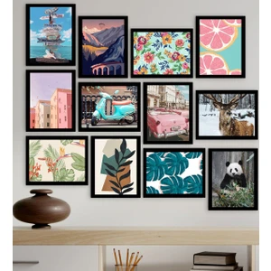 Bk Gift 12 Parça Çerçeve Görünümlü Ahşap Tablo Seti (65X80CM)-1