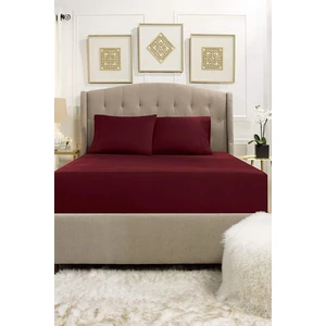 Lady Moda Çift Kişilik %100 Pamuklu Penye Lastikli Çarşaf | Bordo