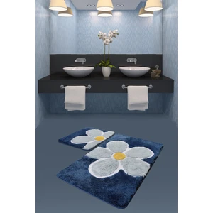 Chilai Home Flower Mavi 2Li Set Banyo Halısı
