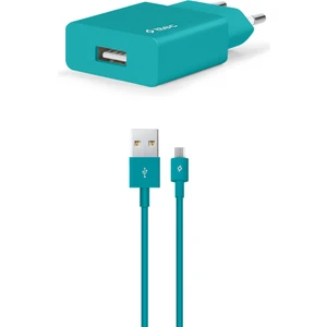 2SCS20MTZ Smartcharger Seyahat Şarj Aleti 2.1A + Micro USB Kablo Turkuaz