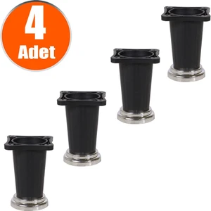 4 Adet Ayarlanabilir Dolap Mobilya Tezgah Koltuk Kanepe Puf Tezgah Ayağı Ayakları 10 Cm Siyah