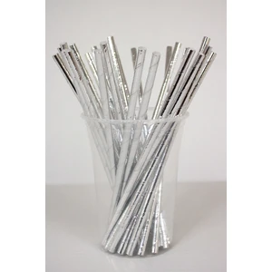 Kağıt Pipet Metalize Gümüş 22CM 25LI