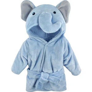 Moky Design Yeni Doğan Bebek Bornozu, Fil Hayvanlı Mavi, %100 Pamuk, 0-9 Aylık