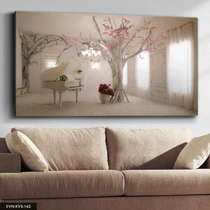 Evine Moda Beyaz Piyanolu Kanvas - Canvas Tablo
