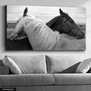 Evine Moda Siyah Beyaz At Kanvas - Canvas Tablo