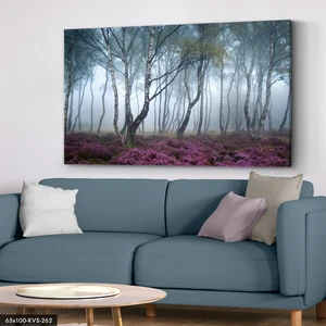 Evine Moda Mor Çiçekli Orman Kanvas - Canvas Tablo