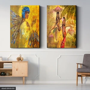 Evine Moda Egzotik Kadınlar 2 Parça Kanvas - Canvas Tablo