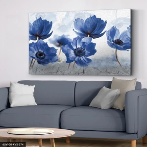 Evine Moda Mavi Çiçek Kanvas - Canvas Tablo