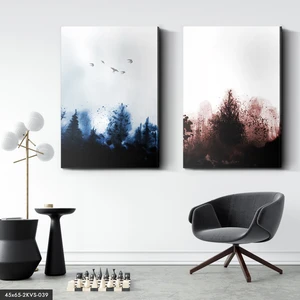 Evine Moda Orman Kuşlar 2 Parça Kanvas - Canvas Tablo