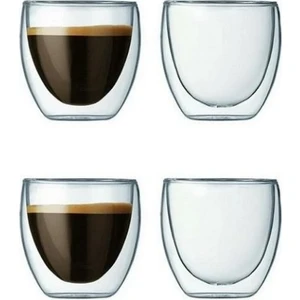 Çift Camlı Espresso Shot Bardak Seti 4 Adet 80ML