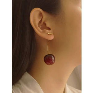 Hazeran Accessories Kadın Sallantılı Kiraz Küpe Altın Renk 2cm x 5cm Boyutuyla Özel