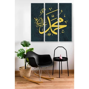 Düş Duvarı 3 Parça Dini Desenli Mdf Duvar Tablosu
