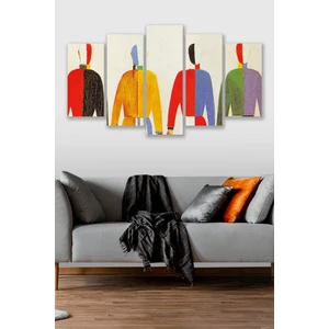 Düş Duvarı 5 Parça Renkli Insan Silüeti Desenli Mdf Duvar Tablosu
