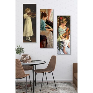 Düş Duvarı 3 Parça Müzik Çocuk Desenli Mdf Duvar Tablosu