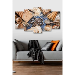 Düş Duvarı 5 Parça Ekmek Yulaf Desenli Mdf Duvar Tablosu