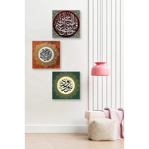 Düş Duvarı 3 Parça Renkli Dini Desenli Mdf Duvar Tablosu
