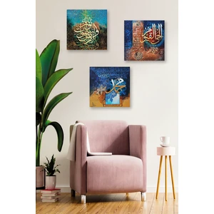 Düş Duvarı 3 Parça Renkli Dini Desenli Mdf Duvar Tablosu