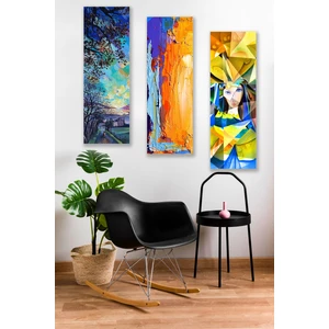 Düş Duvarı 3 Parça Yağlı Boya Desenli Mdf Duvar Tablosu