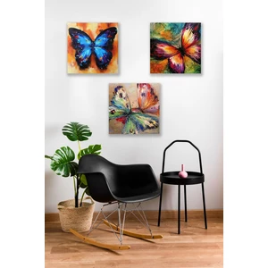Düş Duvarı 3 Parça Kelebek Desenli Mdf Duvar Tablosu