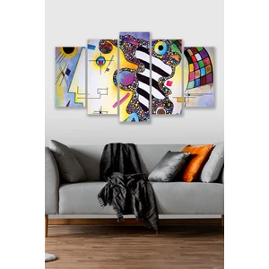 Düş Duvarı 5 Parça  Soyut Desenli Renkli Mdf Duvar Tablosu