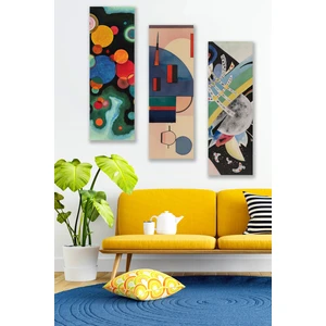 Düş Duvarı 3 Parça Yağlı Boya Desenli Mdf Duvar Tablosu