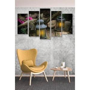 Düş Duvarı 5 Parça Fener Desenli Mdf Duvar Tablosu
