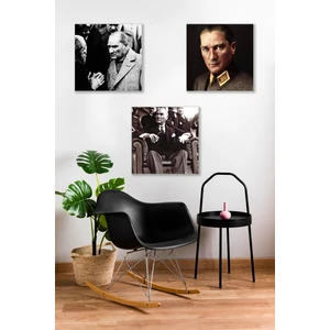 Düş Duvarı 3 Parça Atatürk Fotoğrafları Mdf Duvar Tablosu