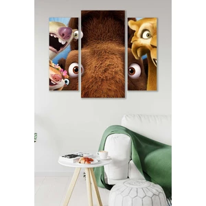 Düş Duvarı 3 Parça Çocuk Odası Buz Devri Desenli Mdf Duvar Tablosu