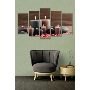 Düş Duvarı 5 Parça Mum Desenli Mdf Duvar Tablosu