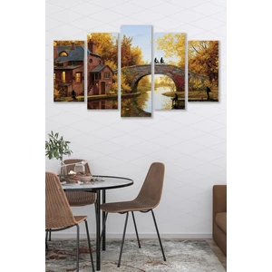 Düş Duvarı 5 Parça  Köprü Desenli Manzara Mdf Duvar Tablosu