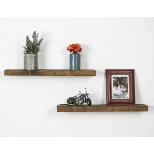 Karaköse Ahşap Çam Masif Ahşap 2"Li Dekoratif Duvar Rafı Kitaplık Raf Çiçeklik 75x19