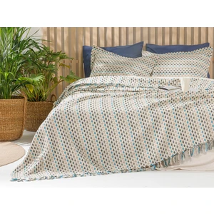 English Home Colour Comb Dokuma Tek Kişilik Yatak Örtüsü Takımı 160 x 240 cm Lacivert-Yeşil