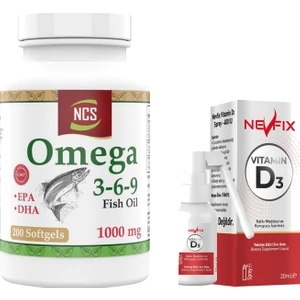 Omega 3-6-9 Balık Yağı 1000 Mg Evening Primrose Oil Keten Tohumu Yağı Epa Dha &  Nevfix Vitamin D3 Sıvı Sprey