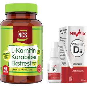 L-Carnitine Karabiber Extreli 60 Tablet & Nevfix Vitamin D3 Sıvı Sprey