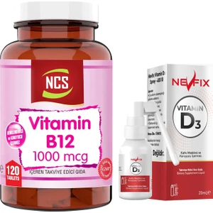 Vitamin B12 1000 Mcg 120 Tablet & Nevfix Vitamin D3 Sıvı Sprey