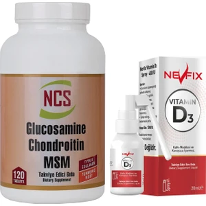 Glucosamine Chondroitin Msm Type Iı Collagen Turmeric 120 Tablet &  Nevfix Vitamin D3 Sıvı Sprey